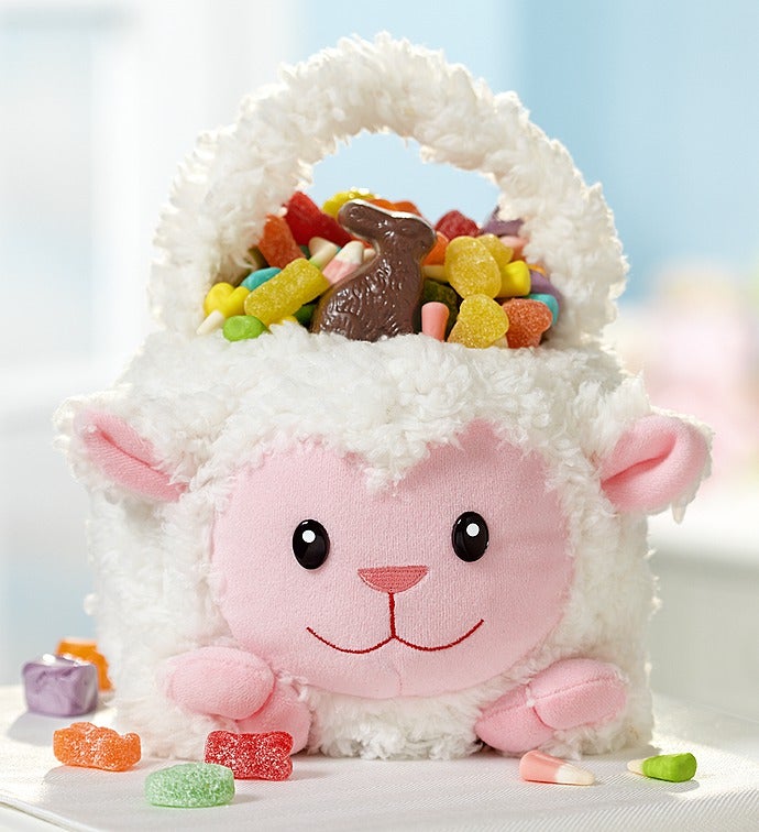 Fuzzy Lamb Plush Easter Basket