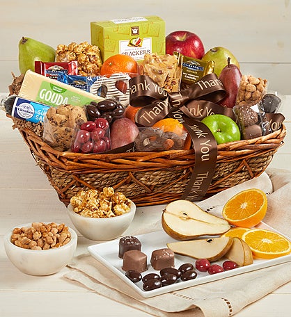 Thank You Fruit & Sweets Gift Basket Deluxe