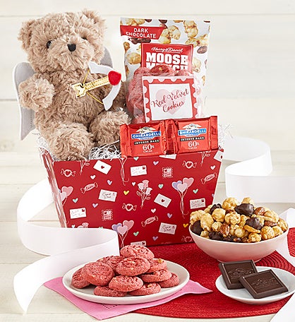 My Valentine Bear & Sweets Basket