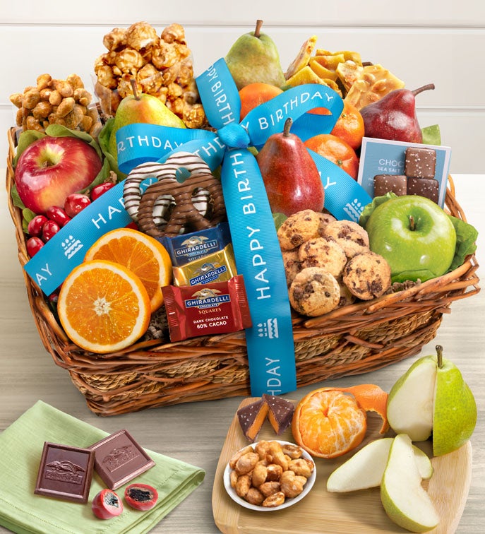 Happy Birthday Fruit &amp; Sweets Basket