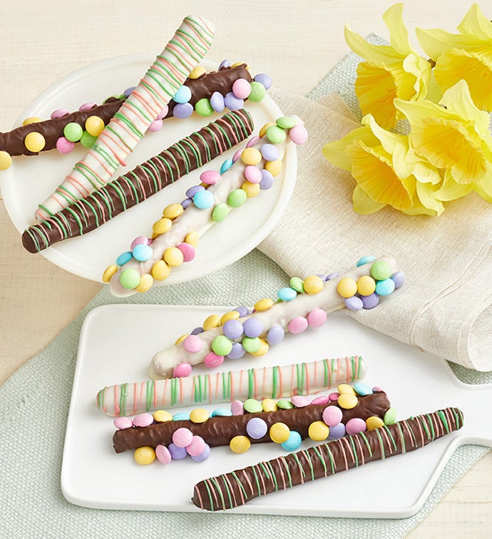 Gourmet Caramel and Chocolate Pretzel Rods