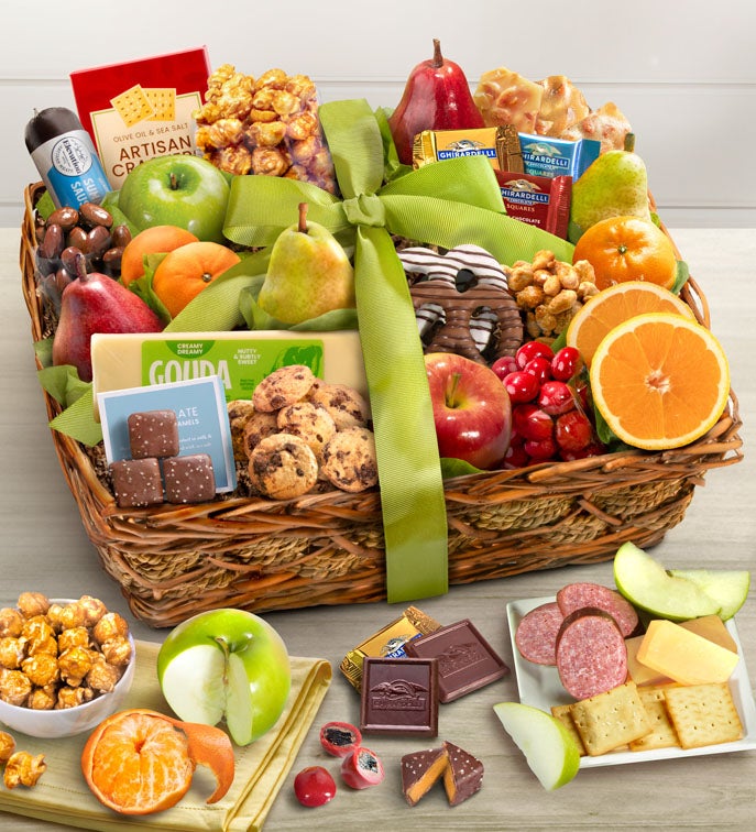 Distinctive Fruit &amp; Sweets Gift Basket Deluxe