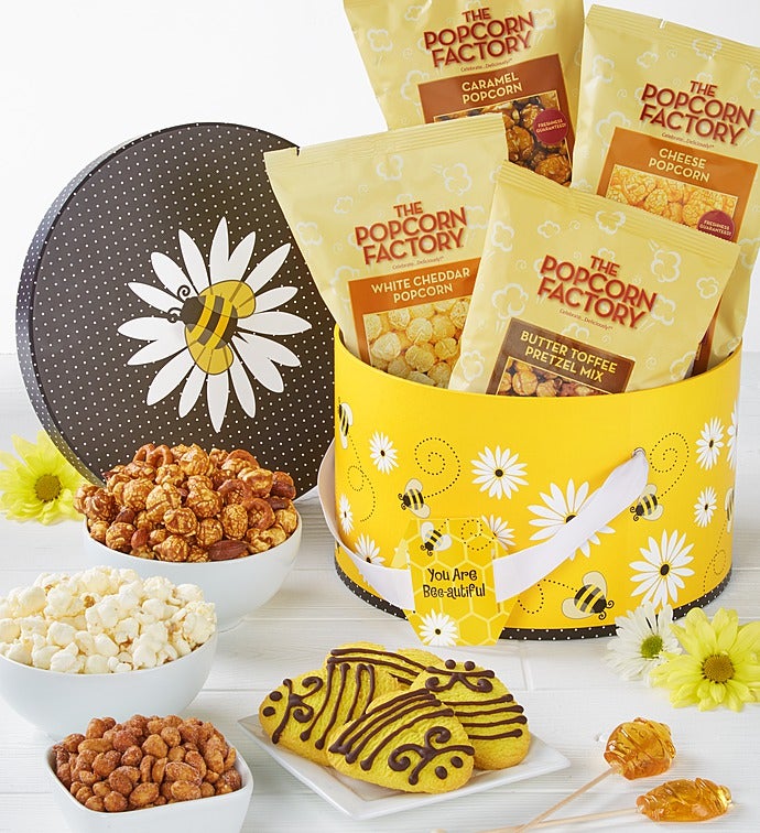 Popcorn Factory Let It Bee Hat Box with Snacks