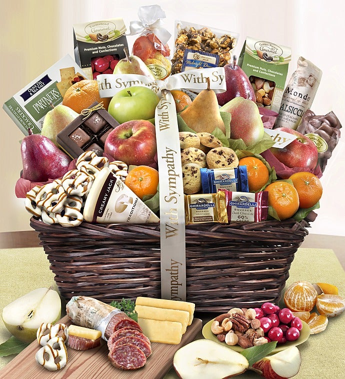 With Sympathy Fruit Sweets Gift Basket