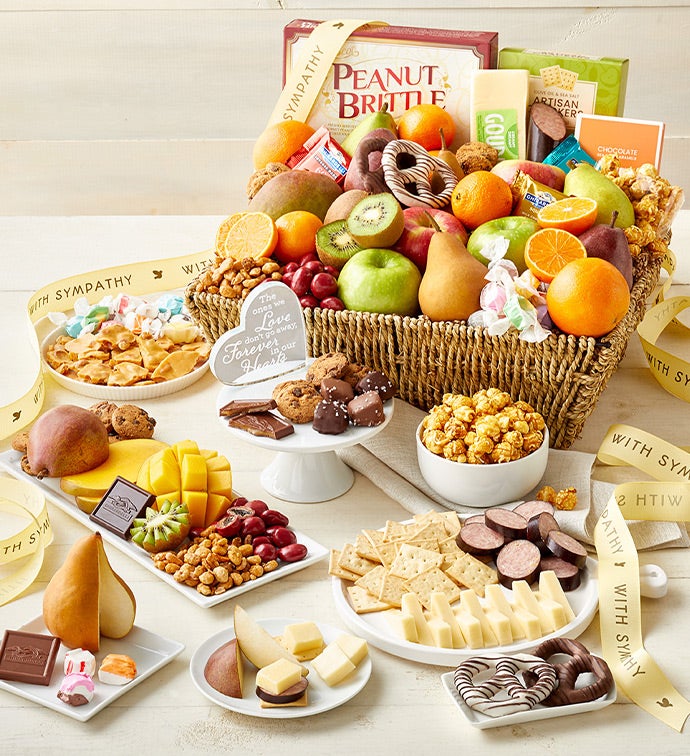 With Sympathy Fruit & Sweets Gift Basket