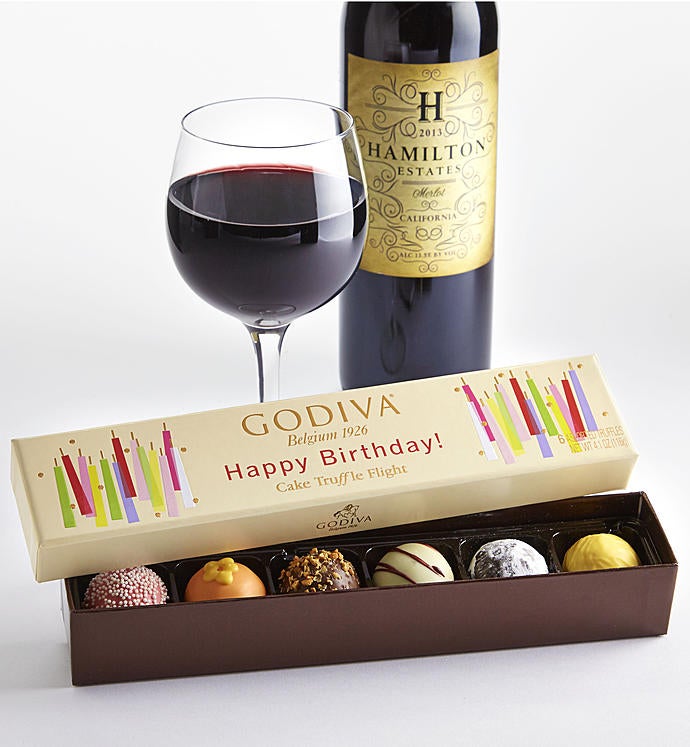 Godiva Birthday Box & Merlot Wine