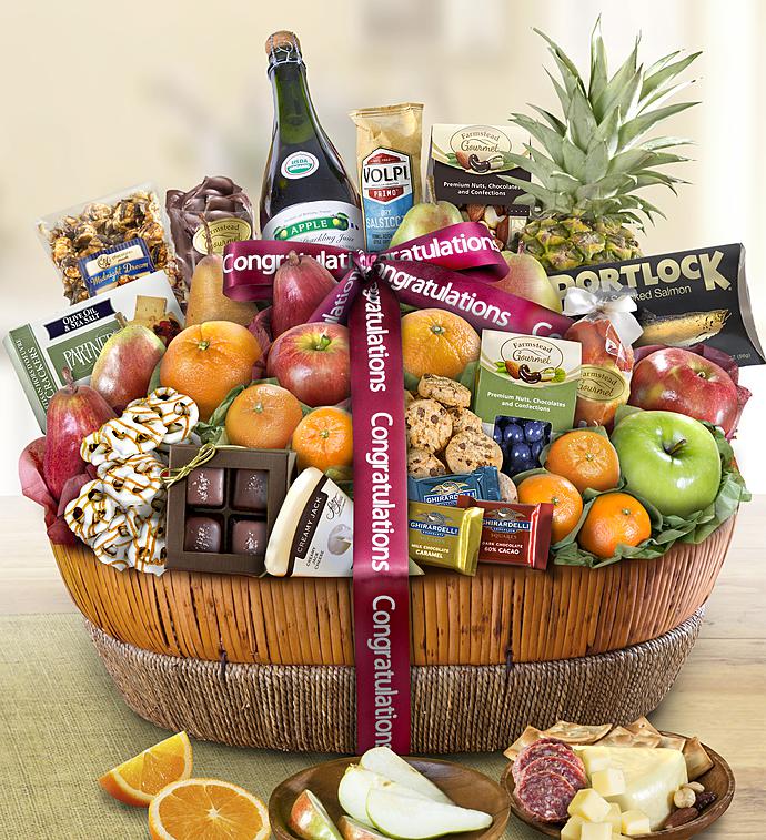 Congrats Fruit Sweets Gift Basket Grande