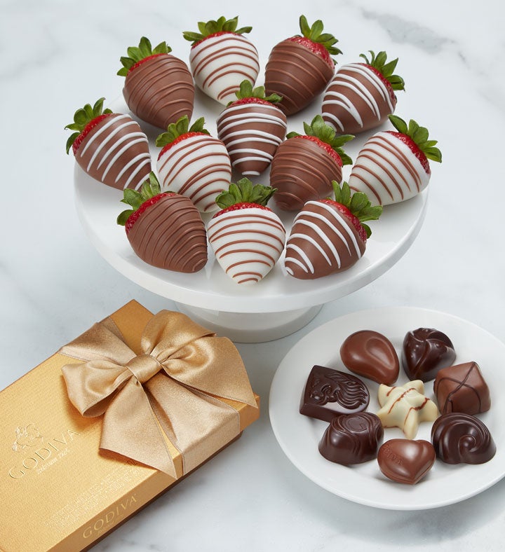 Godiva Ballotin & Chocolate Covered Strawberries