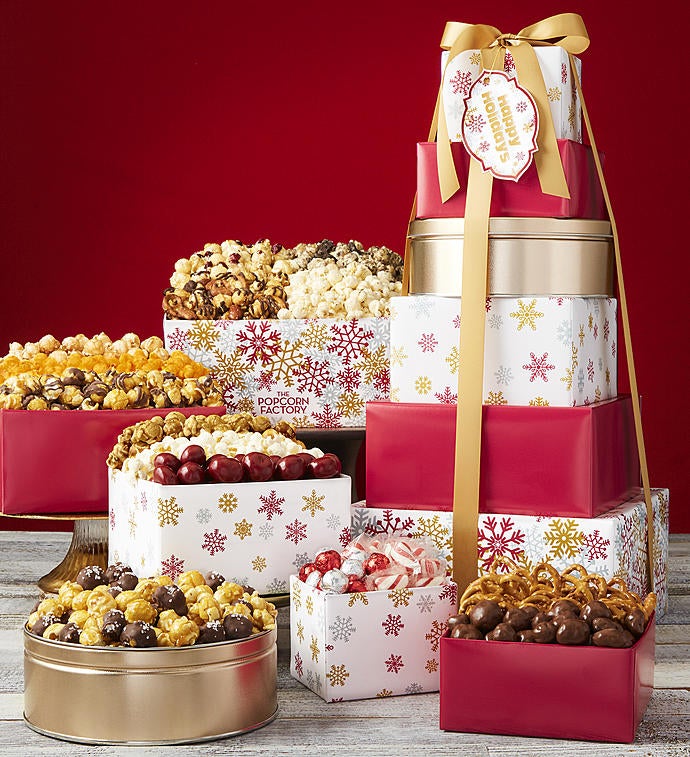 The Popcorn Factory Sparkling Snowflakes Tower