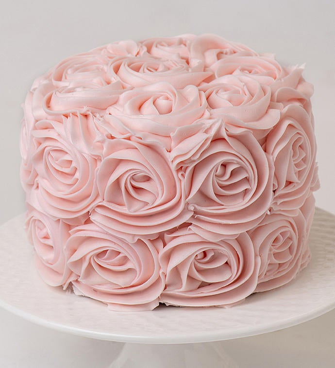 Pink Rose Buttercream Frosted Chocolate Cake | 1800Baskets.com