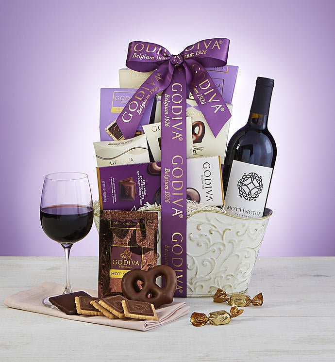 Godiva® Sweets,Chocolates, & Wine Gift Basket