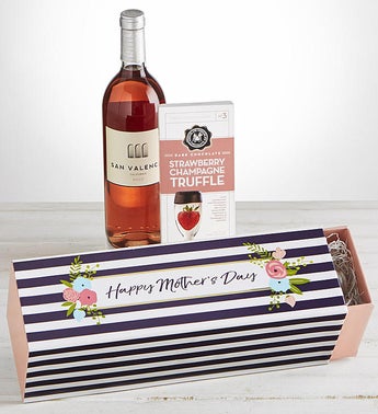 Mothers Day Rose Wine and Chocolate Gift Box