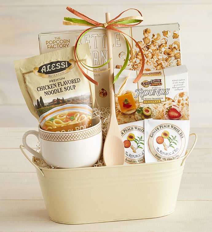 Soup's On Basket with Soup Mug