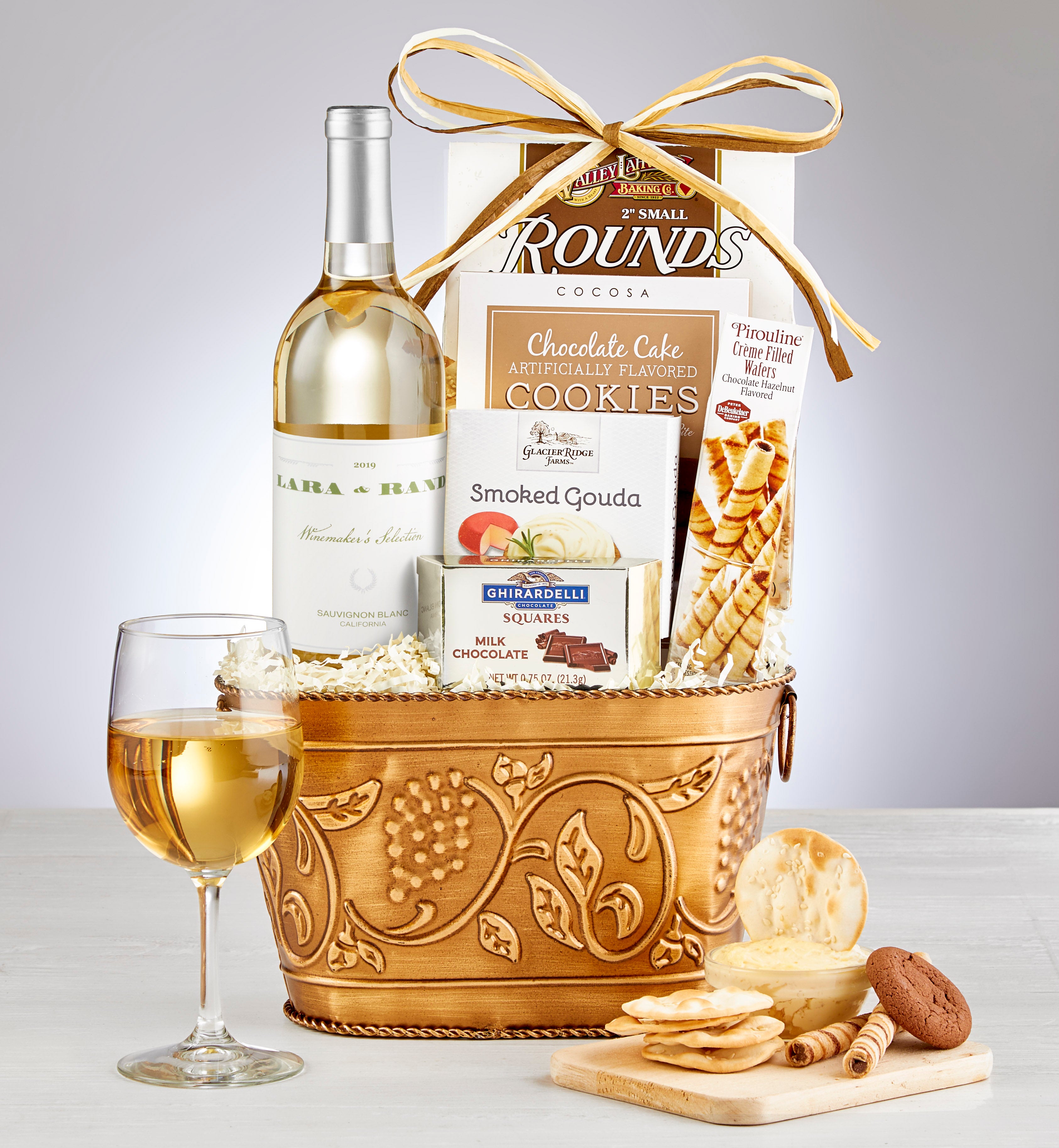 Grapevine White Wine & Cheese Gift Basket