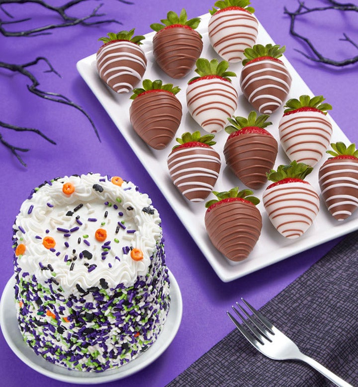 Chocolate Covered Strawberries  & Halloween Cake
