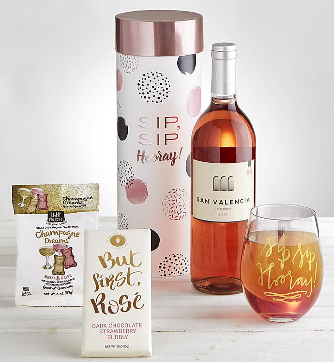 Sip Sip Hooray Rosé Wine & Glass Gift Set