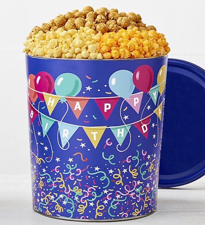 The Popcorn Factory Birthday Balloons 3 Flavor Tin