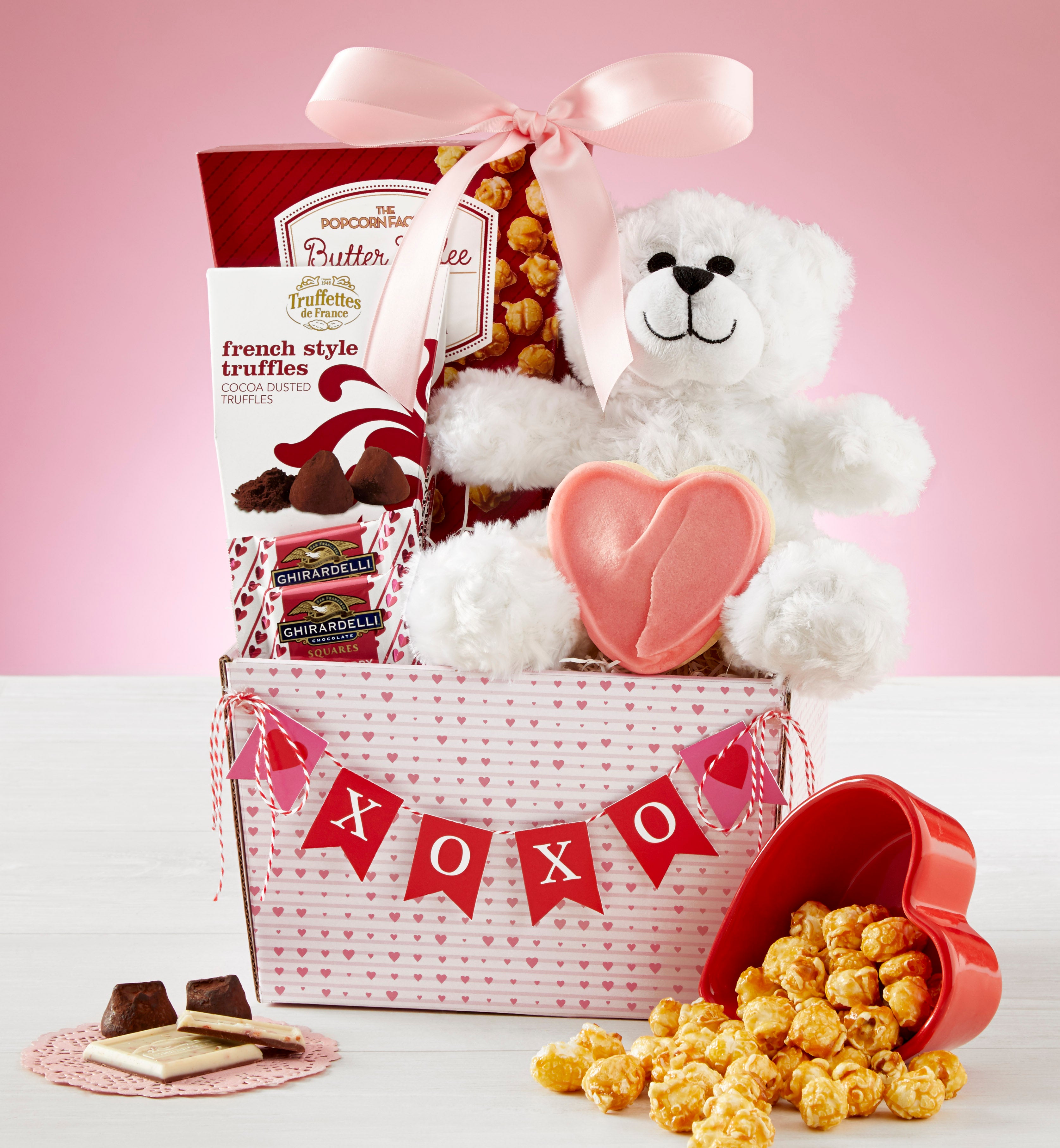 My Valentine Bear & Sweets Basket