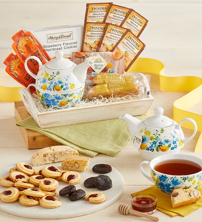 Teatime For One with Teapot Gift Basket