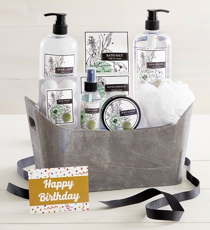 Happy Birthday White Tea Spa Basket