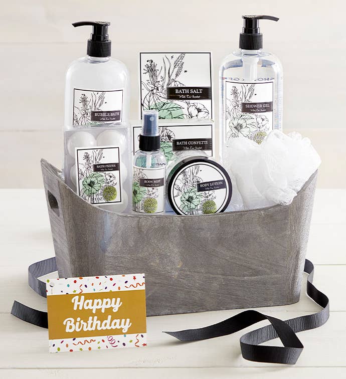 Happy Birthday White Tea Spa Basket