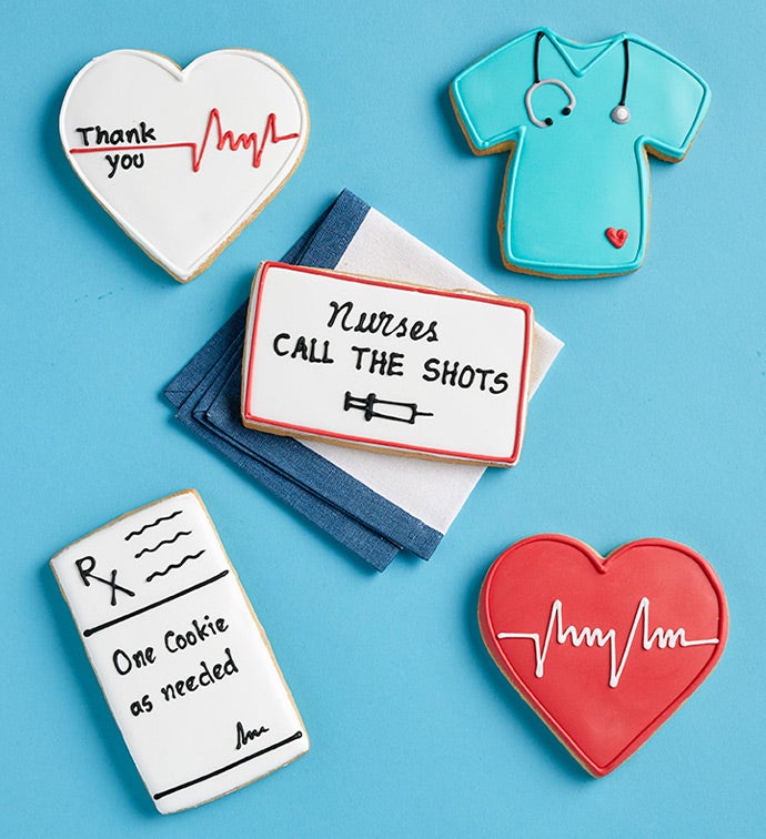 Thank You Nurses Artisan Iced Cookies - Set of 5