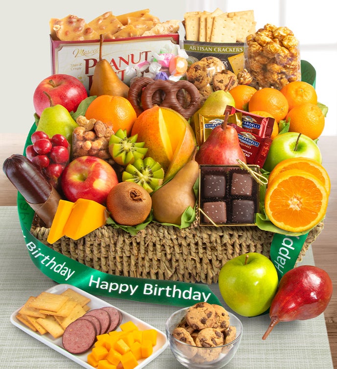 Happy Birthday Fruit & Sweets Gift Basket Grande