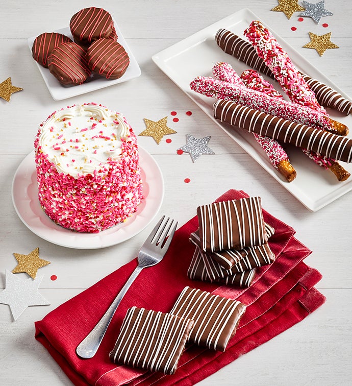 Sweetheart Cake and Chocolate Dipped Treats
